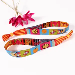 Aangepaste Logo Festival Evenement Polsband Hoge Kwaliteit Elastische Polyester Geweven Polsbanddoek Nieuwigheden 2024 Armband