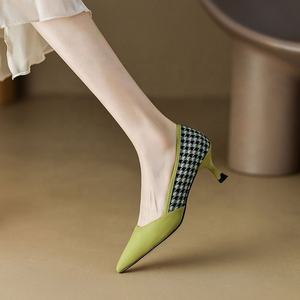 Zapatos de Tacón Alto para Mujer, Primavera-Otoño 2026, Diseño de Rejilla de <span class=keywords><strong>Mil</strong></span> Pájaros, Tacón Fino, Elegantes - Product Image 3