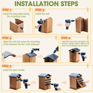 Grote, stevige cederhouten vogelhuis & eekhoornverblijf met eendennestkast, handgesneden houten vogelhuisjes - Product Image 6