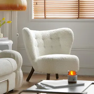 Дизайнерская Кабинет гостиная Одноместный стул Отель кремовый овечий шезлонг диван стул