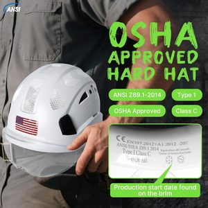 Casque de sécurité pour la construction, blanc, avec visière transparente, homologué ANSI Z89.1 OSHA, type V, 53-63 cm - Product Image 6