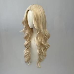 Peluca de cabello largo rubio claro para <span class=keywords><strong>mujer</strong></span>, estilo coreano, con flequillo y ondas grandes, hecha a máquina, de Bozhen, la más vendida en <span class=keywords><strong>AliExpress</strong></span>. - Product Image 4