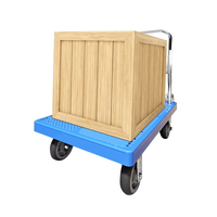 Chariot de table d'entrepôt en plastique portable à bas prix avec chariot à plate-forme portable pliable à quatre roues pour les outils de stockage