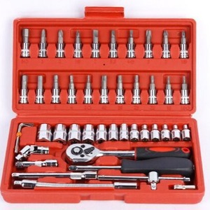 46 Piece Socket Wrench <b>Tool</b> <b>Set</b> 1/4 In Chromium Vanadium Steel For Home Auto Repair With <b>Tool</b> Case - Product Image 1