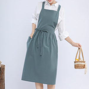 Grembiule cotone lino traspirante coreano in Nail Salon abiti da lavoro donna fiorista progettato per luce estiva personalizzata - Product Image 4