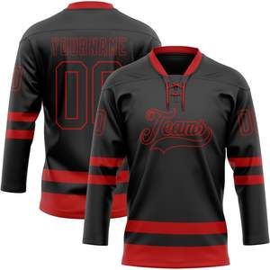 Fanscustom Maillots de hockey personnalisés pour hommes et femmes Numéro de nom imprimé Chemises de pratique en polyester avec uniformes d'équipe personnalisés - Product Image 4