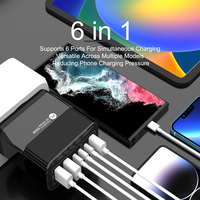 Adaptateur mural USB-C + USB PD 3.0 OTP 6 en 1 populaire de 55 watts, charge rapide QC 3.0 5V/2.4A, chargeur d'écouteurs