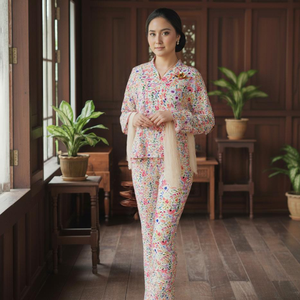 Ensemble Sedondon Raya 2025 Baju Kurung Borong, robe de soirée/formelle modeste et écologique, fabrication moderne de Kedah, smocking, sulam, puff - Product Image 4