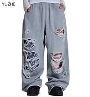 Personalisierte Sweatpants mit Logo-Print und Aufnähern, Baumwoll-Jogginghose, Oversized, Heavyweight, Baggy Herren Cargo Sweatpants
