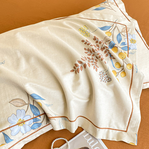 Bán buôn giá rẻ bông hoa hoa in cam 4 cái tấm ga trải giường thiết lập - Product Image 6