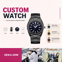 Montre à quartz pour homme avec logo personnalisé, boîtier plaqué or rose 42 mm, bracelet en acier inoxydable, cadran lumineux, étanche, montre de luxe OEM ODM
