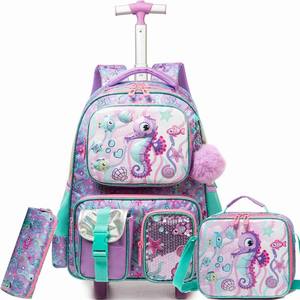 Jasminestar Mochila Escolar <span class=keywords><strong>con</strong></span> <span class=keywords><strong>Ruedas</strong></span> Tipo Trolley para Niños y Niñas <span class=keywords><strong>con</strong></span> Lentejuelas y Bolsillo Multiusos - Product Image 3