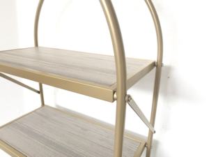 Bibliothèque à 4 niveaux avec cadre en métal doré Conception en forme d'arc Assemblage facile Étagères pliantes en bois de fer pour bibliothèque moderne pour le rangement de la salle de bain - Product Image 4