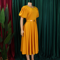 Robe mi-longue unie pour femme, 4 couleurs, manches courtes, avec ceinture, grandes tailles, tenue officielle, du S au XXXL