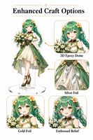 Standee Akrilik Anime Custom UV Printing dengan Foil Emas, Slot Tunggal, Figur Karakter Kartun, Hadiah Kolektor