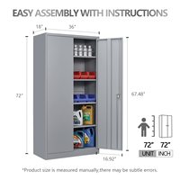 Armoire de rangement en métal avec 2 portes et 4 étagères, armoire de rangement en acier verrouillable pour bureau, garage, entrepôt