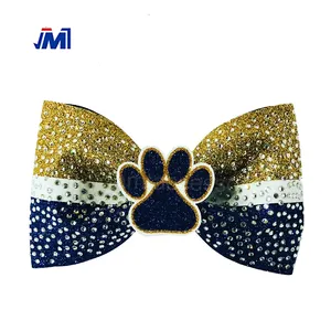 Boutique Plain Bling Metallic Glitter Cheer Bow With Ring For School Girls