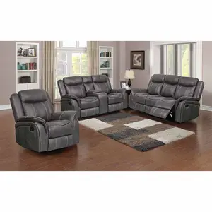 Oem/ODM phòng khách đồ nội thất cổ điển da sợi nhỏ vải ngồi có thể ngả 3 + 2 + 1 sofa ngồi có thể ngả Bộ