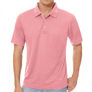 Polo à manches courtes pour hommes, vente en gros, OEM, ODM, usine de vêtements en coton, marque privée, boutons sur le devant, polos roses - Product Image 1