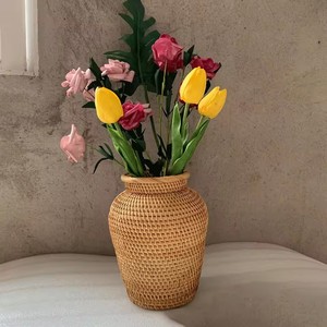 Rattan Vases Living Room <strong>Drop</strong> Home Decoration Dried Flower Arrangement <strong>Table</strong> Decoration Vase Lace Fruit Bowl Glass Vase - Product Image 1