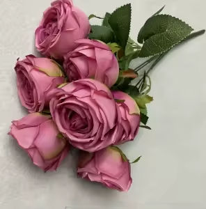 Venta al por mayor de rosas artificiales, simulación de flores artificiales modernas, ramo de flores de boda de rosas de imitación de 10 colores - Product Image 2