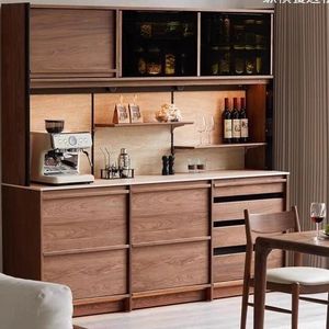 Solid Wood Slab <b>Sideboard</b> Cabinet With Wine <b>Storage</b> And Tea Water Dispenser For Dining Room And Living Room - Product Image 1