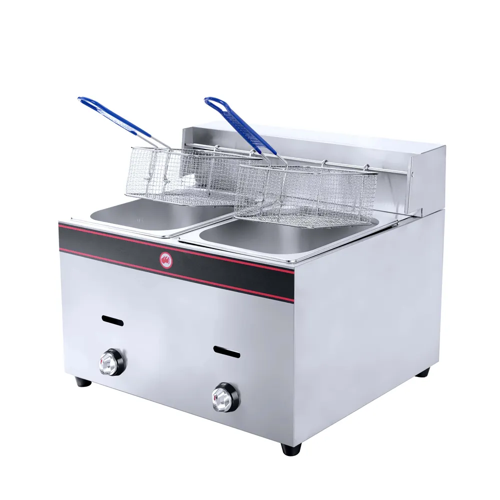 Good Quality Commercial Stainless Steel Gas Deep Fryer Commercial Gas Fryer with control
