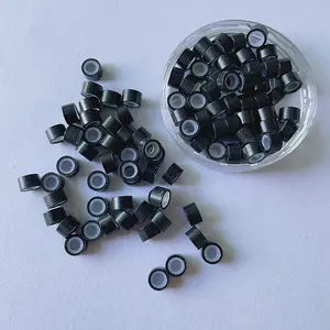 Chất lượng cao 500Pcs Silicone màu đen Micro Nhẫn Liên kết hạt công cụ Salon Kit nhà cung cấp cho I tip Nano Vòng phần mở rộng tóc.