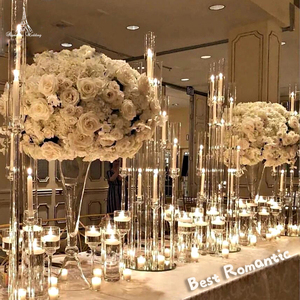 Wholesale Glass Tube Candle Holder 10 Arms Round Base Acrylic Candelabra Wedding <strong>Tall</strong> Centerpieces <strong>Candlesticks</strong> - Product Image 3