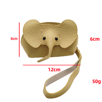 Cuir de vachette Animal dessin animé mignon porte-monnaie portefeuille pochette Mini porte-monnaie avec bracelet en cuir véritable éléphant sac à main