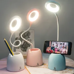 LED Table Lamp Touch Dimming USB Desk Lamp Read Light Multi-Function Bracket Pen Holder Eye-caring Reading Lamp Home Decor