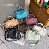 Sac à main pour femme de grande capacité personnalisé, sac à bandoulière léger, monogramme solide, rivet en cuir PU, sac de voyage
