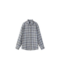 Chemise femme en lin lavé uni respirant à manches longues, boutonnée sur le devant, col rabattu, poche poitrine, ourlet effiloché, coupe ample, style vintage