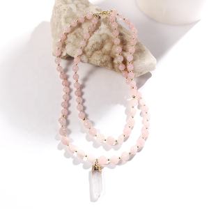 สร้อยคอแฟชั่นหินธรรมชาติสีน้ำเงินเขียวลายเส้นขนาด 8 มม. ประดับด้วยลูกปัดเฮมาไทต์ พร้อมจี้หินดรูซี่แบบยาวสำหรับผู้หญิง สร้อยคอแบบโชคเกอร์ 2 ชั้น - Product Image 4