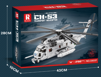 Reobrix 33037 helikopter transportasi CH-53E, mainan DIY blok bangunan untuk anak-anak konstruksi Rakitan