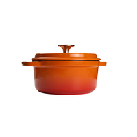 Set Perlengkapan Masak Panci Besi Cor Enamel Mini Mewah Bright Houseware Oranye 18cm, Panci Casserole, Tutup Besi Cor, Cocok untuk Kompor Gas