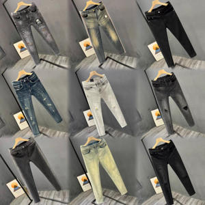 Pantalones de moda raspados <span class=keywords><strong>con</strong></span> agujeros <span class=keywords><strong>rotos</strong></span> para hombre, pantalones <span class=keywords><strong>vaqueros</strong></span> elásticos salpicados <span class=keywords><strong>con</strong></span> <span class=keywords><strong>pintura</strong></span>, pantalones de mezclilla, moda de calle alta - Product Image 3