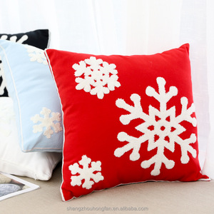 18x18,Cotton Christmas Blessing Throw <strong>Pillow</strong> Cover for Bed Sofa Cushion Car <strong>Snowflake</strong> Embroidered Pillowcases - Product Image 5