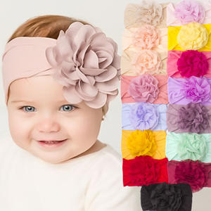 Européenne Américaine Chic Bébé Fleur Cheveux Accessoires Nouveau Confortable Large Cheveux Écharpe Mignon Doux Bébé Nylon Bandeau pour Enfants - Product Image 1
