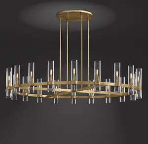 Meilleur Prix Lustre Moderne de Luxe Led Plafonnier Design Américain Verre Restauration Pendentif Ravelle Pour Salon