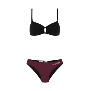 Costume da bagno intero HDJ con controllo pancia, stampa floreale, fascia a fascia, da donna, taglie 42, 44, 46, 48, rosso vino - Product Image 3