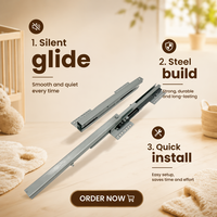 Glissière de tiroir dissimulée en tôle galvanisée OEM ODM moderne, à extension complète, fonctionnement silencieux, capacité de charge 31-50 kg, pour cuisine et salle à manger