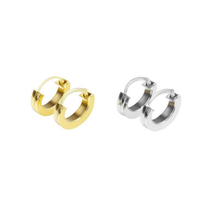 Orecchini a cerchio in acciaio inossidabile 6 mm color oro e argento, gioielli alla moda per donna, uomo, unisex - Product Image 2