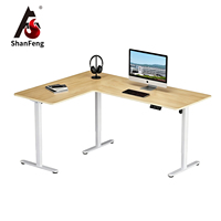 Table de bureau électrique en forme de L à hauteur réglable automatiquement (730-1180 mm) avec structure en acier économique pour poste de travail à domicile