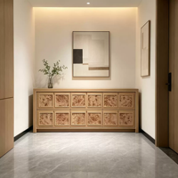 Meuble TV, armoire à chaussures et buffet d'entrée en bois massif de style américain rétro avec finition écorce d'arbre pour salon