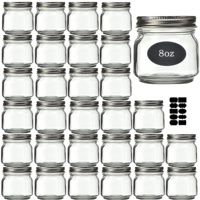 Pot en verre pour pudding avec logo personnalisé, pot en verre Mason de 8 oz, petit pot en verre pour pudding de 250 ml avec couvercle en métal