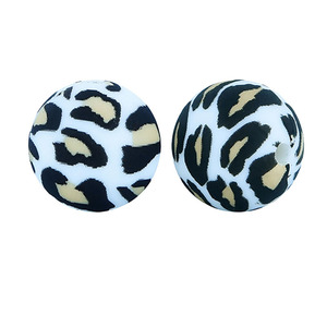 En stock: Cuentas sueltas redondas de silicona de 19 mm con estampado de transferencia de agua de colores para pulseras de dentición de bebé DIY y suministros de manualidades. - Product Image 5