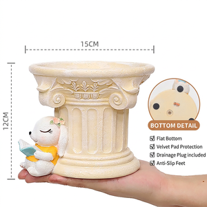 Maceta de Resina Clásica de 4.7 Pulgadas con Diseño de Conejo y Gato, para Suculentas, Decoración de Jardín, Hogar, Escritorio o Estante - Product Image 2