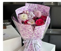 Kertas Pembungkus Bunga Motif Floral Tahan Air 6 Warna Kemasan Hadiah Buket Grosir Kustom untuk Florist