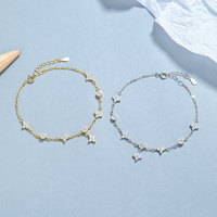 Bracelet trèfle à quatre feuilles en argent sterling 925 avec zircon, porte-bonheur, bracelet à chaîne